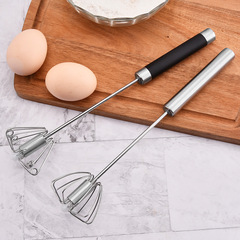 Wholesale and retail stainless steel 430 semi-automatic rotating manual egg beater batter cake mixer