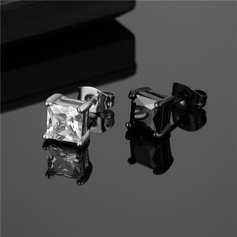 Geometric Pattern Simple Style Geometric Stainless Steel Ear Studs Metal Zircon Stainless Steel Earrings