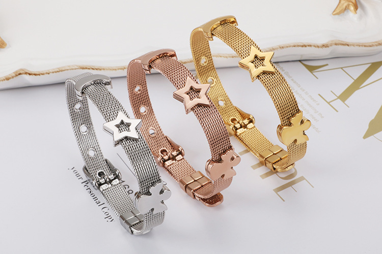 304 Stainless Steel Material Star Pattern PVD Coated 18K Gold Plated Star Titanium Steel Fashion Waterproof Non Tarnish 304 Stainless Steel Bracelets