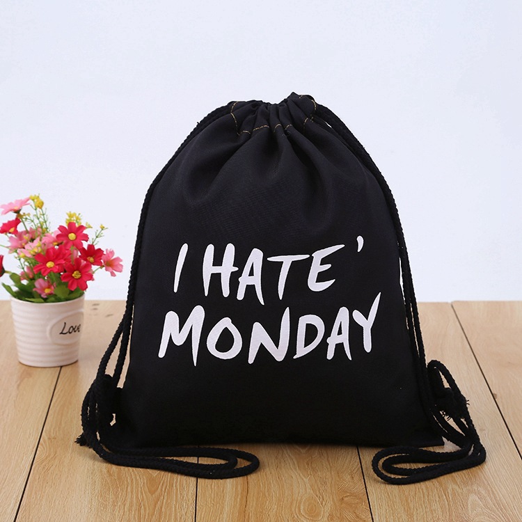 黑色拉绳束口袋各规格抽绳运动束口背包袋印刷logo时尚收纳便携