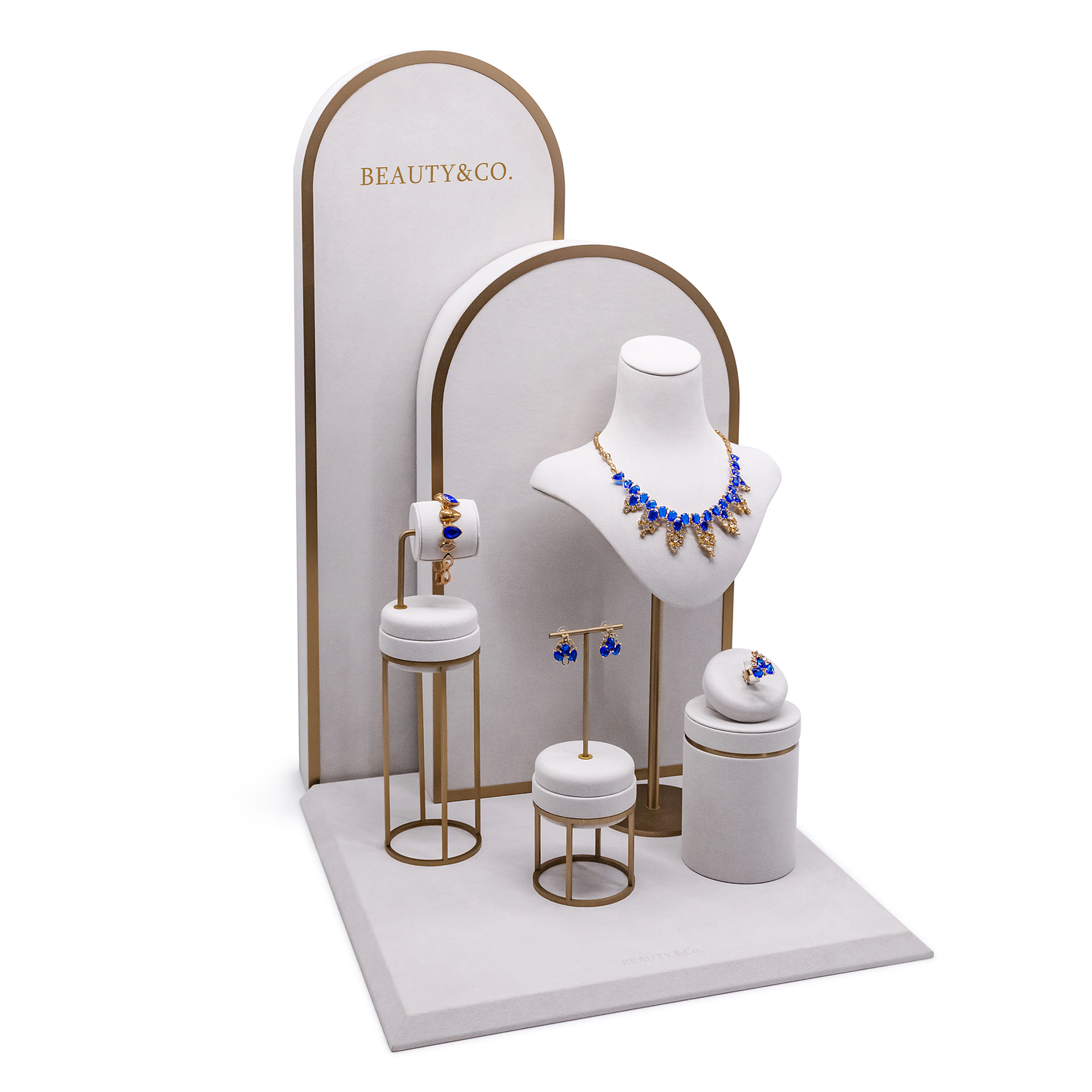 【厂家直销】奢华金属拉丝珠宝橱窗展示道具 圆框