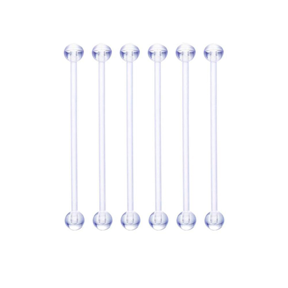 Transparent Acrylic Piercing Jewelry Set - Nose Ring, Eyebrow, Belly Button, Tongue, Lip - 6 Pieces detail image 11