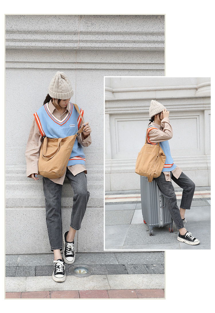 Women's Backpack Backpack Solid Color Pattern Women's Fashion Solid Color Canvas Shopping Bags