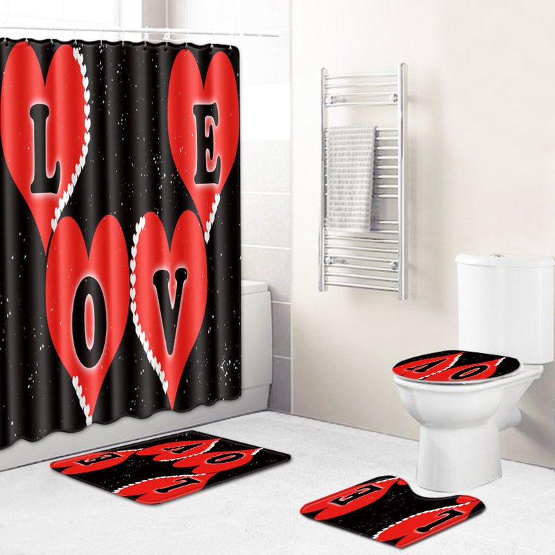 Factory spot bathroom toilet mat shower curtain four-piece towel towel curtain tablecloth tapestry wholesale price