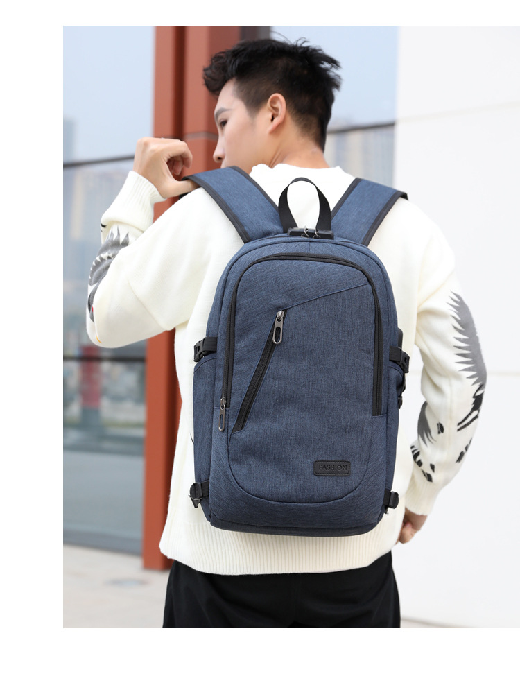 Unisex Solid Color Oxford Cloth Zipper Functional Backpack Laptop Backpack display picture 2