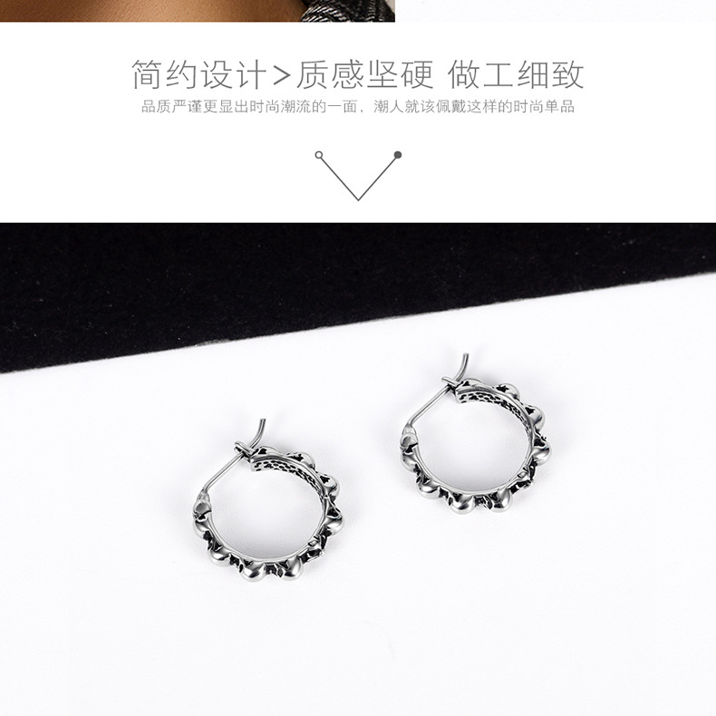 Explosion Jewelry Earrings Exaggerated Retro Men's Stainless Steel Skull Geometric Earrings Jewelry Wholesale Nihaojewelry display picture 7