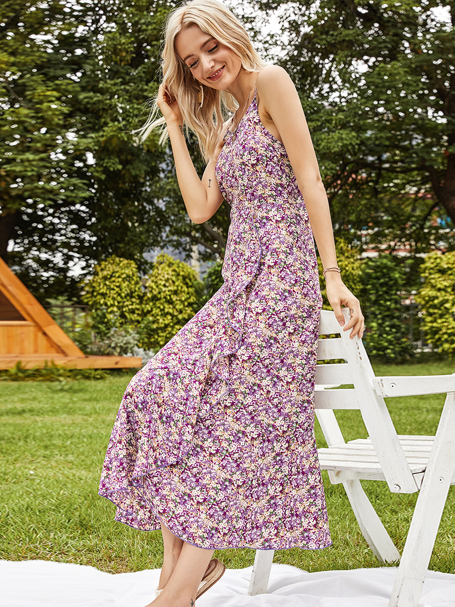  printed floral split casual dress long skirt NSAL2107