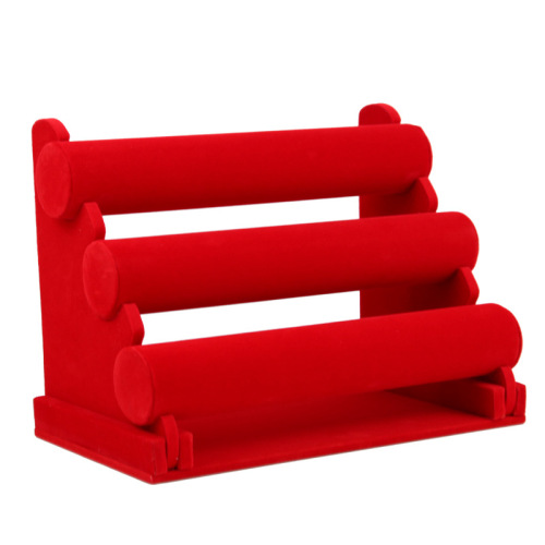 Wholesale jewelry storage rack, three-layer detachable velvet bracelet display rack, bracelet watch display rack