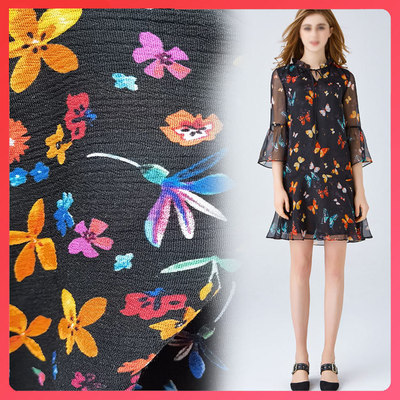 服装单 人棉30*24绉布 杨柳绉压绉 女装面料 双绉纯色人棉绉布|ms