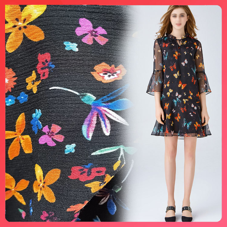 服装单 人棉30*24绉布 杨柳绉压绉 女装面料 双绉纯色人棉绉布|ms