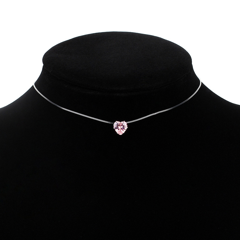 3g Weight Alloy Pendant Material Necklace Classification Fishing Line Chain Material Woven Chain Chain Type Travel Occasion Fishing Line Material Heart Shape Pattern Women'S Gender Simple Style Style Pink, Red, Green, Blue Color Simple Style Heart Shape Fishing Line Woven Chain Pendant Necklaces Wholesale 15