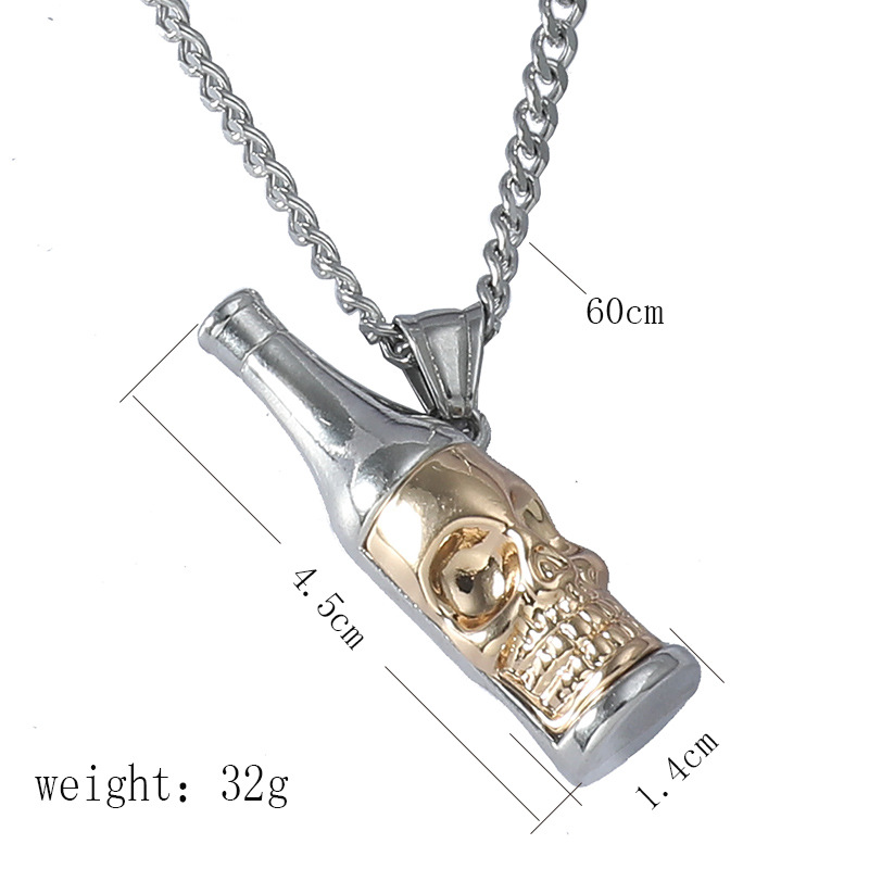 Skull Beer Bottle Necklace Men's Personalized Bottle Opener Pendant Wine Opener Cross-border New Product Factory Wholesale display picture 1