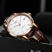 真皮带全自动机械表超薄手表男简约防水微商男士外贸原单进口男表