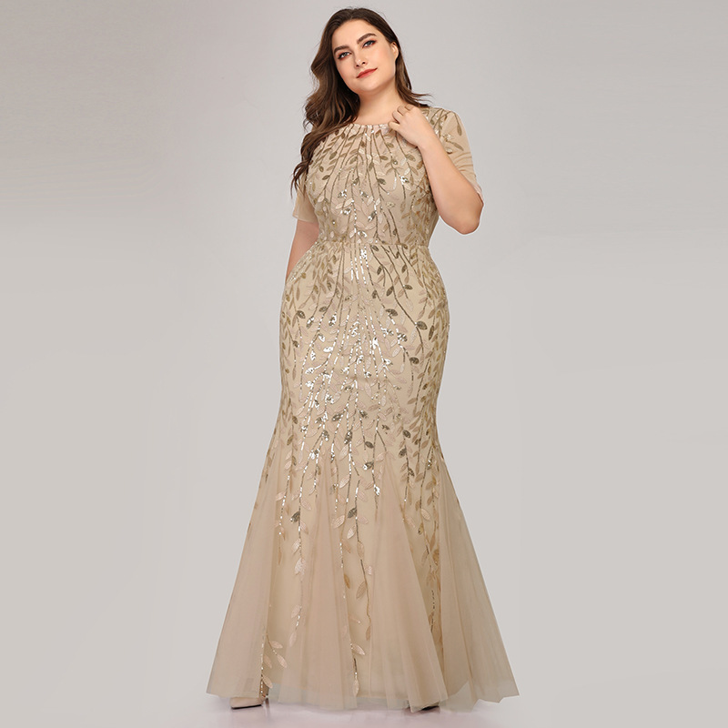 Fashion, Formal Style Fashion Formal Solid Color Round Neck Short Sleeve Lace Polyester Dresses Maxi Long Dress Evening Gown