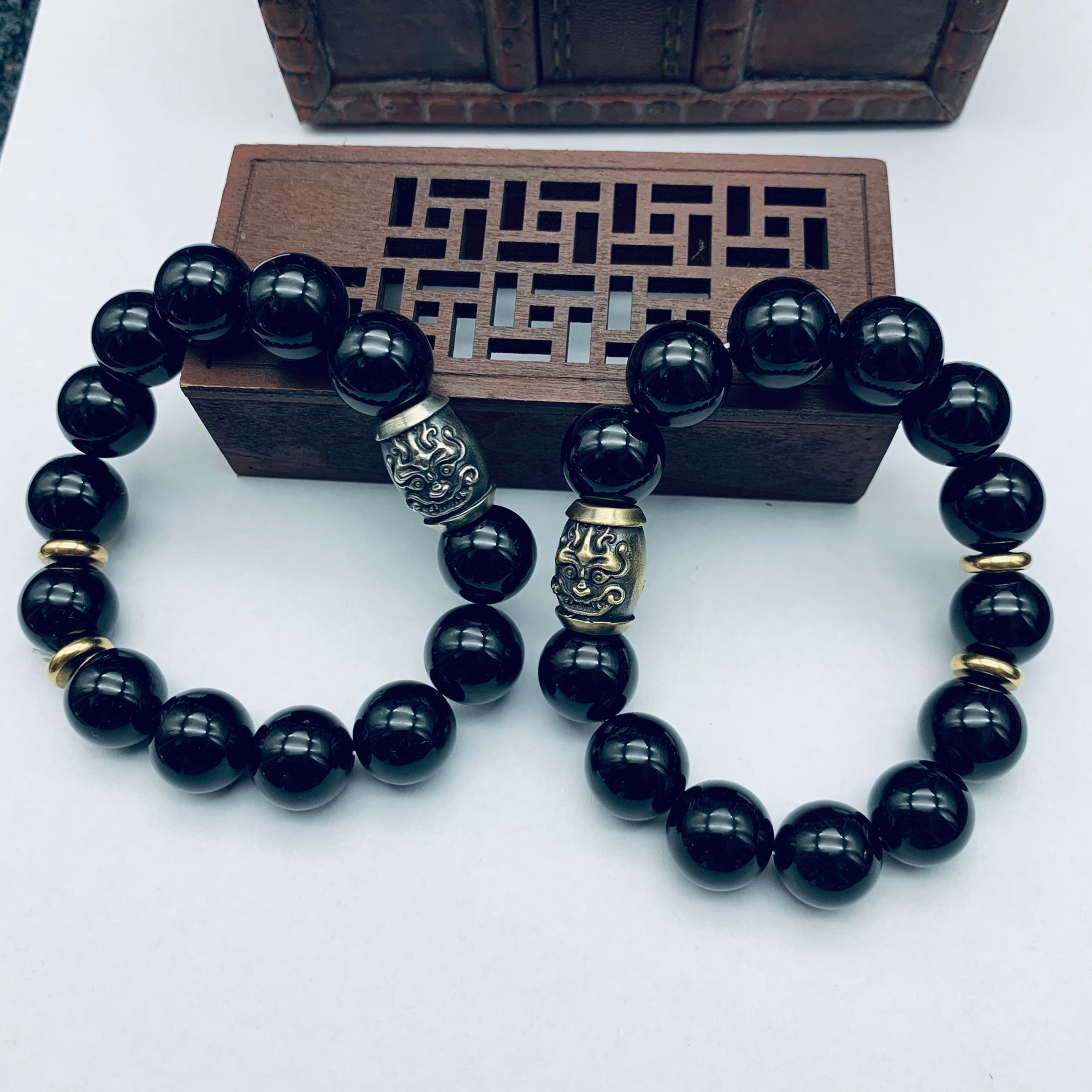 agate brass double-sided copper bracelet for men and women handmade