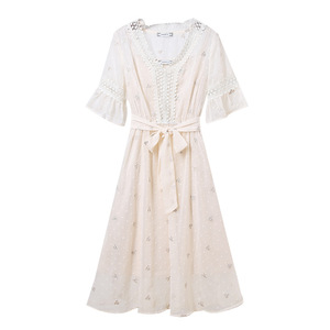 东大门女装A字裙2020夏季韩版新款V领百搭潮时尚气质拼接连衣裙女