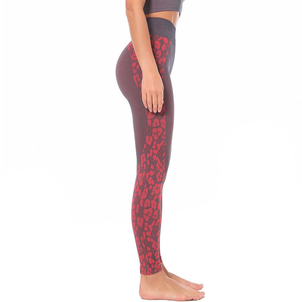 seamless knitted sexy leopard print hip-lifting slim yoga pants  NSNS11041