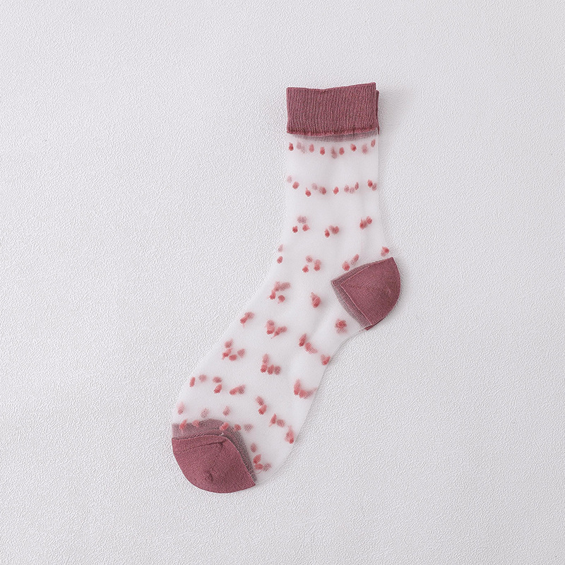 Calcetines transparentes de seda de vidrio de primavera y verano de las mujeres medias cortas de estilo coreano lindo novela media pantorrilla calcetines ins estilo caqui medias