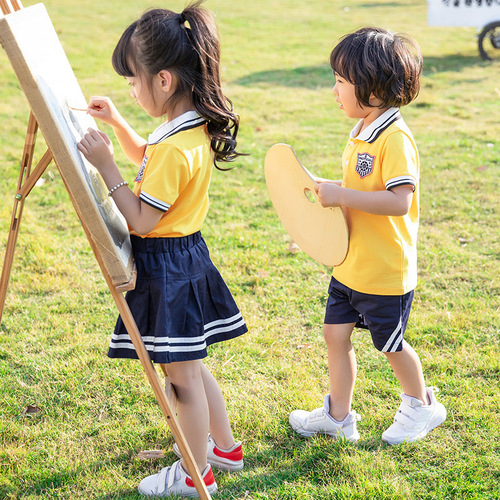 Summer new student uniforms for primary and secondary school children, kindergarten school uniforms, class uniforms, summer short-sleeved sets, collective activity uniforms, wholesale