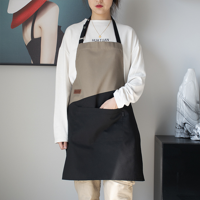 Delantal de la cocina del hogar camarero lona Ropa Trabajo moda hombres impermeable corte cintura Impresión logotipo personalizado