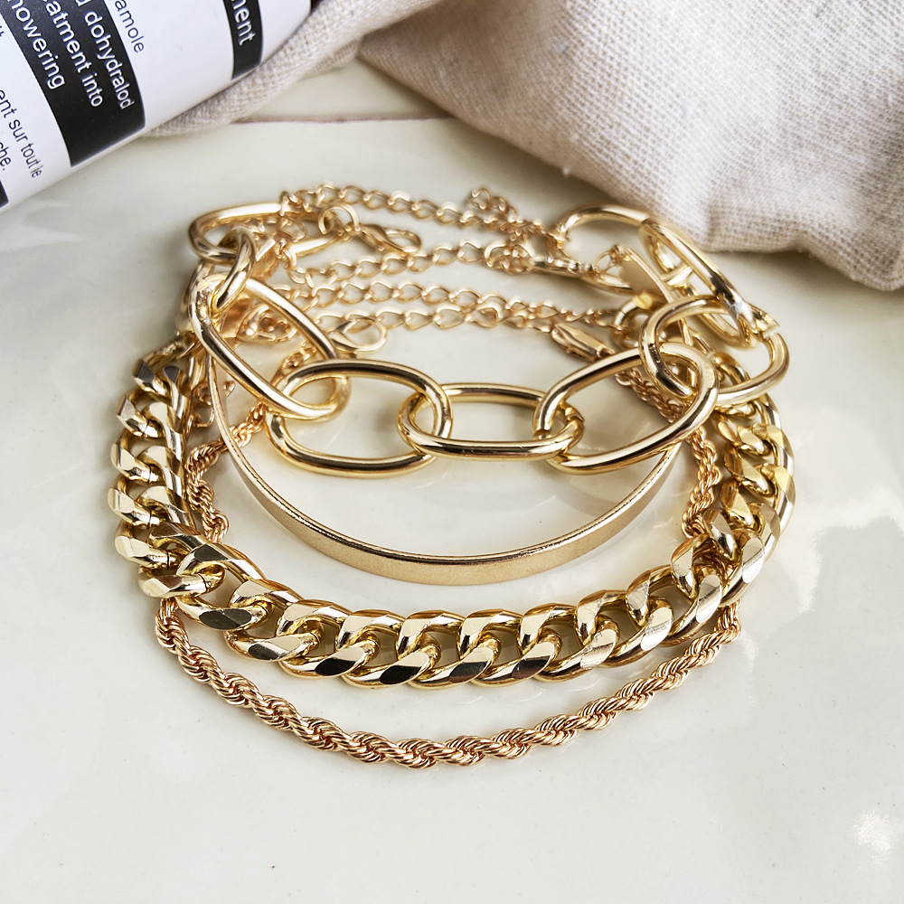 New Thick Chain Personalized Bracelet Creative Simple Multi-Layer Chain Bracelet Set