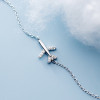 Cute airplane, fresh bracelet, zirconium, chain, accessory, simple and elegant design, Korean style, new collection, wholesale