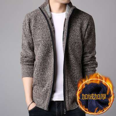 2020 Comercio exterior transfronterizo Otoño e Invierno nuevos hombres de cuello alto cardigan suéter con cremallera suéter de abrigo de manga larga Hombre moda masculina