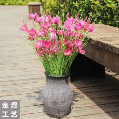 3头仿真玉兰玫瑰花束假花 客厅摆件 欧美外贸仿真花厂家批发