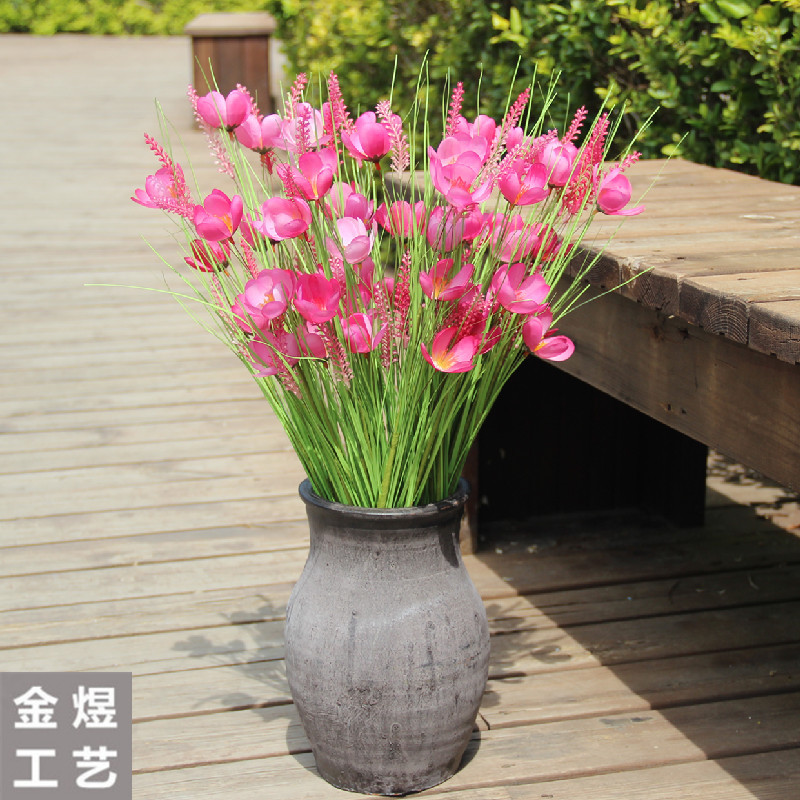 3头仿真玉兰玫瑰花束假花 客厅摆件 欧美外贸仿真花厂家批发