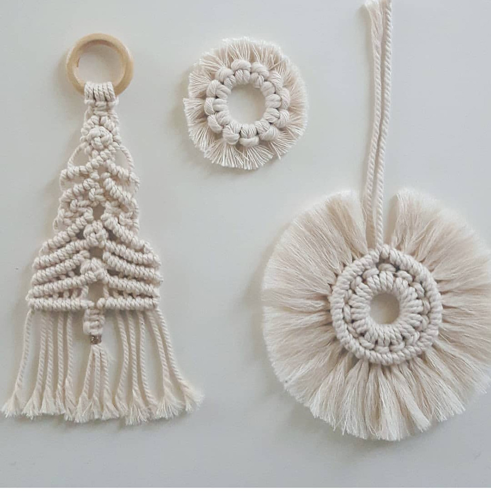 Ins Nordic Style Hand-woven Christmas Tree Ornament Bohemian Pure Cotton Wall Hanging Christmas Wall Decor