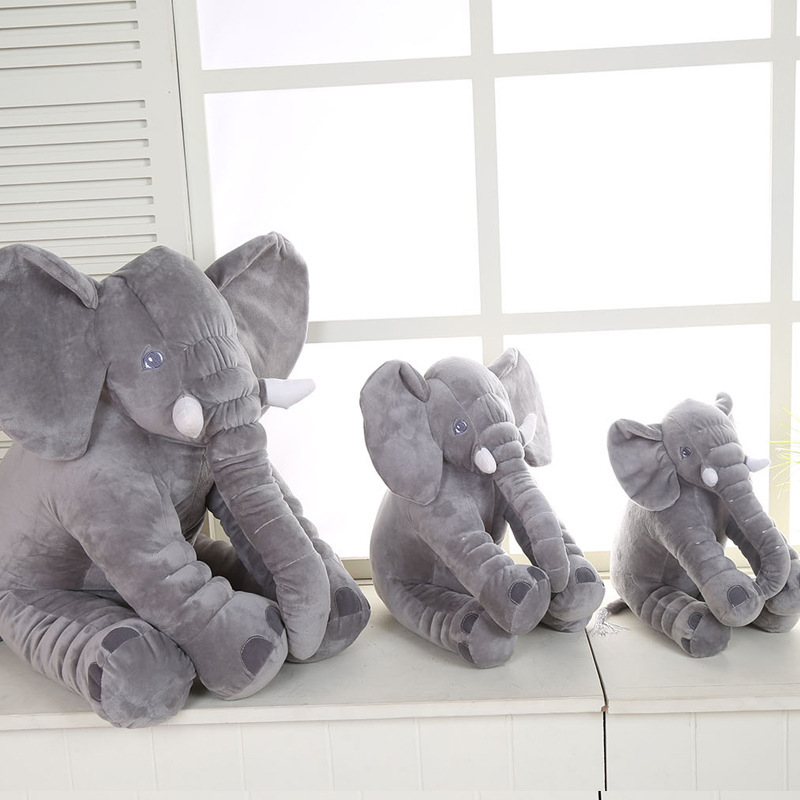 Nuevo calmante elefante juguete lindo nariz larga almohada elefante creativo dormir muñeca regalo de cumpleaños al por mayor