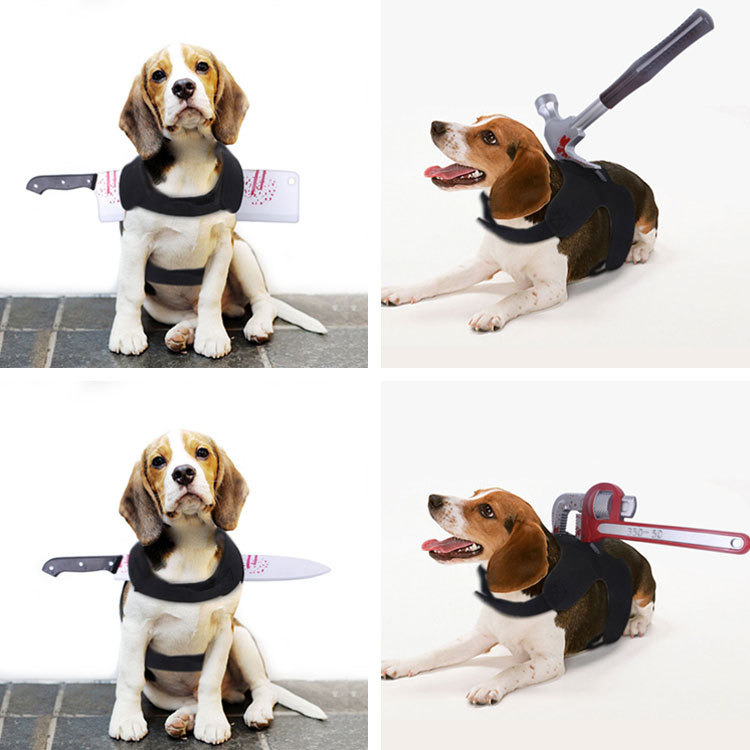 狗狗万圣节衣服跨境胸背恶搞背带菜刀酒瓶锤子插身小中大型犬通用