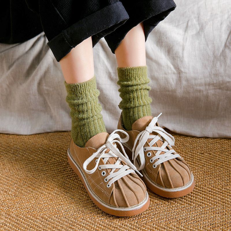 女士日系暗紋羊毛純色襪