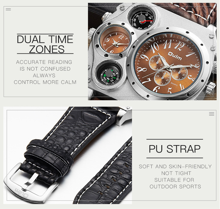 Pu Strap Material Retro Solid Color Buckle Quartz Watch Men's Watches
