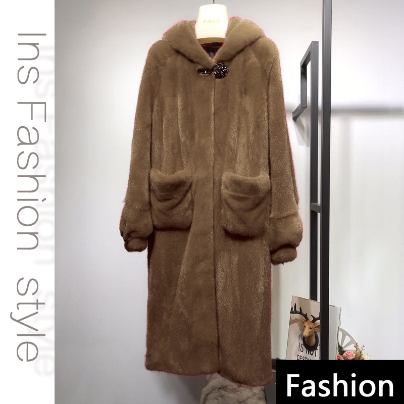 2020 new pattern Plush overcoat Fur imitation coat Mid length version Europe and America Easy temperament XL Leisure Edition