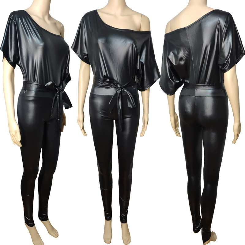 Осенняя женская одежда Amazon Ebay Трансграничный кожаный комбинезон на ремешке, сексуальный облегающий кожаный комбинезон на плечах
