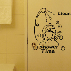 ZY8500跨境新款Shower Time浴室衛生間外貿牆貼紙批發 可移除