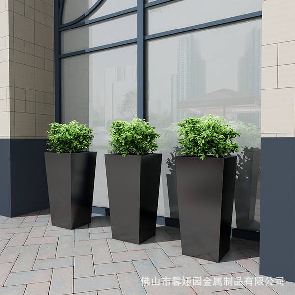 Square black flowerpot stainless steel