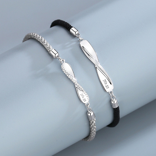 Jin Hongyu Möbius strip couple bracelet sterling silver male and female pair niche braided bracelet Korean version commemorative gift