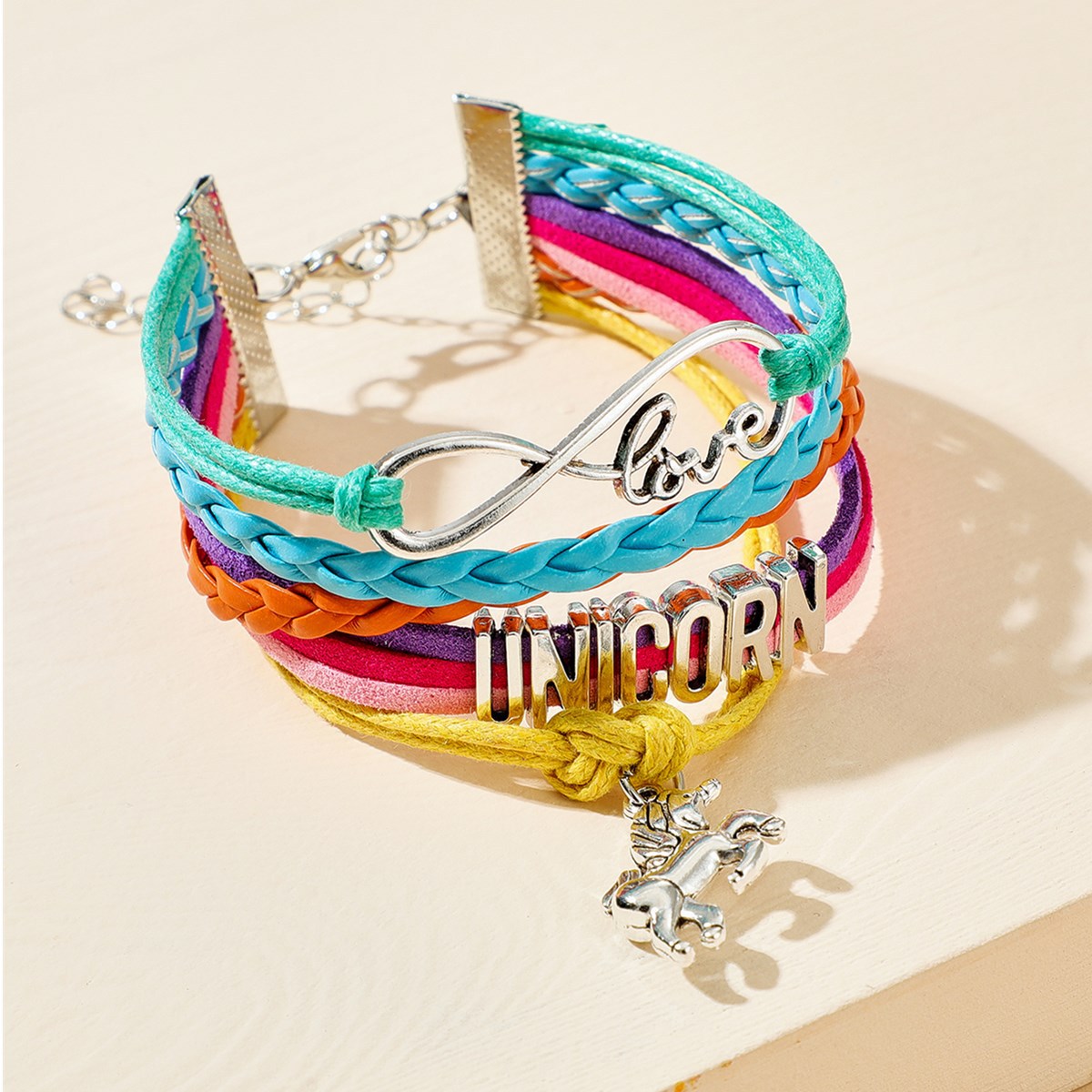 Fashion New Color Braided Rope Love Couple Multilayer Pony Turquoise Alloy Pendant Bracelet display picture 1