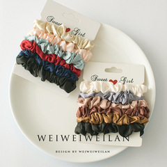 法式大腸圈6根套裝韓國基礎布藝絲綢緞面發繩網紅ins復古發圈頭繩