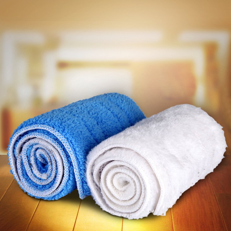 知微美平板拖把布双层加厚网布拖把粘贴布打蜡替换布2张魔术贴型|ms