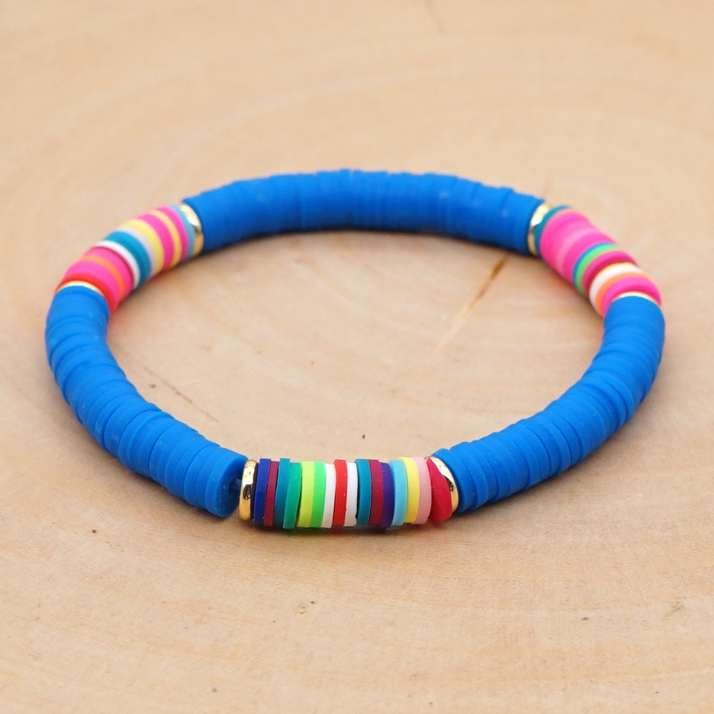 Bohemian Contrast Color Soft Ceramic Elastic Rope Bracelet display picture 4