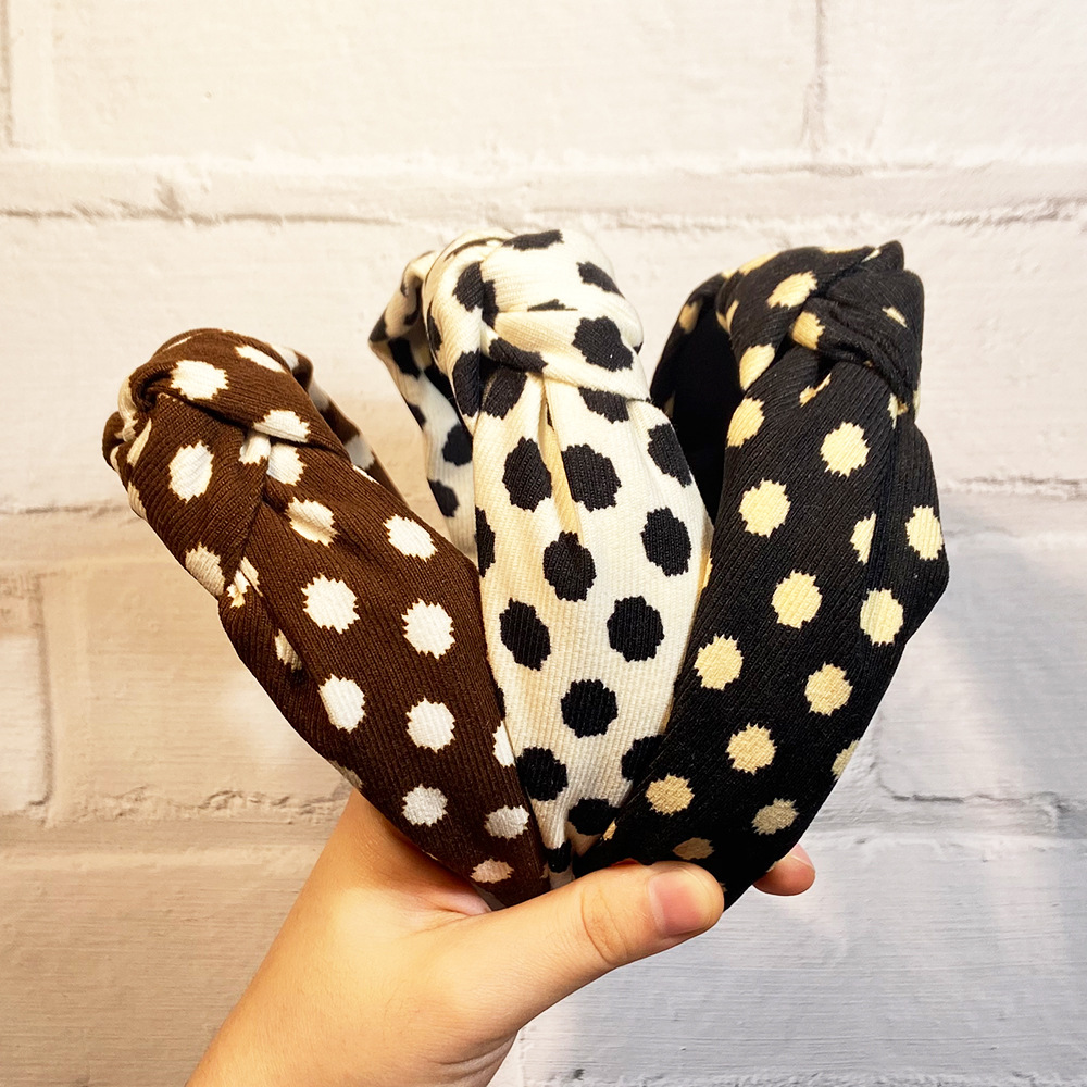 Polka Dot Retro Simple Korean Fabric Knotted Headband display picture 1