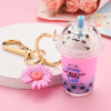 Cute oil dispenser, milk tea from pearl, cup, keychain with chrysanthemum flowers with accessories, doll, pendant, cat, wholesale