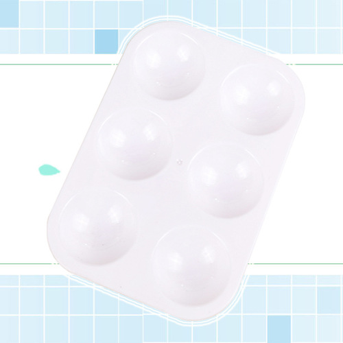 6-hole plastic rectangular art painting palette white thickened children's simple color painting tools wholesale