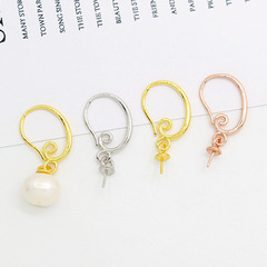 S925 Pure Silver Handmade DIY Earring Accessories Pearl Hoop Earrings with Silver Back Earrings Hoop Earrings with Hollow Disc