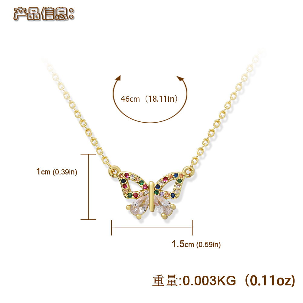 Korean Fashion  Copper Inlaid Zirconium Butterfly Simple Creative Fashion Full Diamond Luxury Copper Necklace Wholesale display picture 40