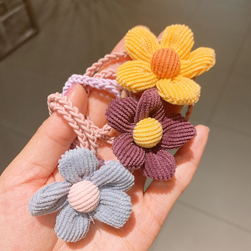 Korean Corduroy Flower  Candy Color Head Rope display picture 4