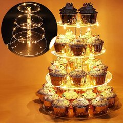 Acrylic Cake Stand LED Cake Sitter Transparent Illuminating Cake Accessories Direct Sale Personalized Acrylic Cake Stand